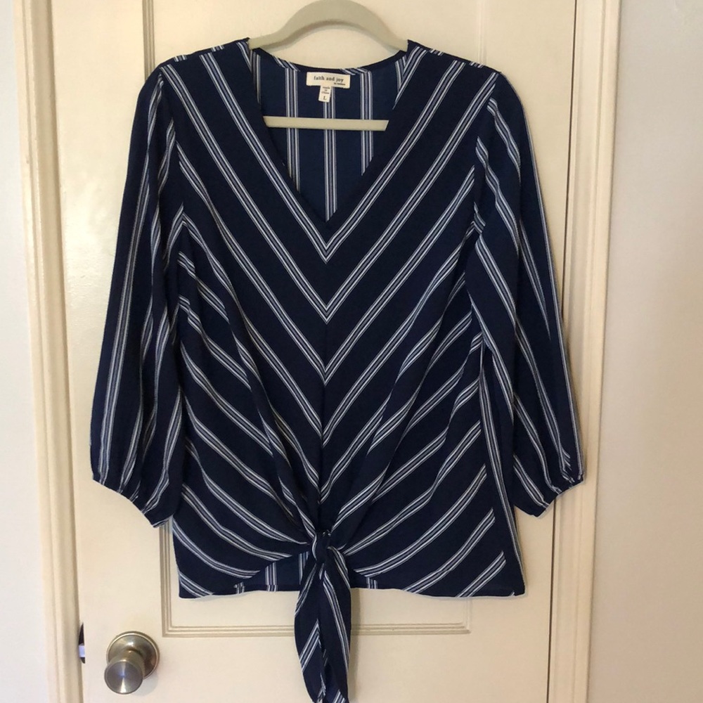Blue & White Striped Blouse